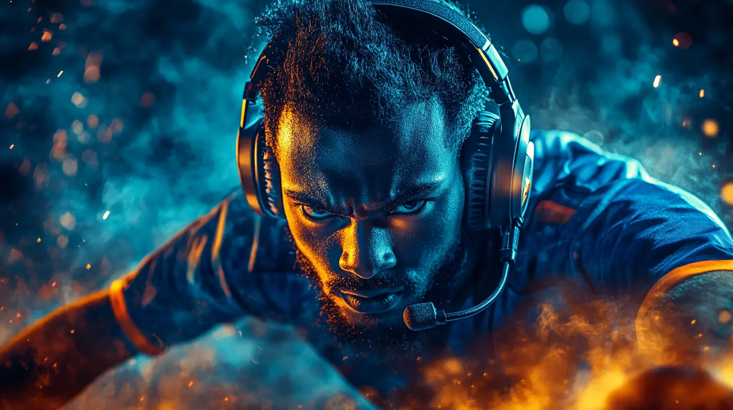 Jugador de deportes electrónicos con auriculares