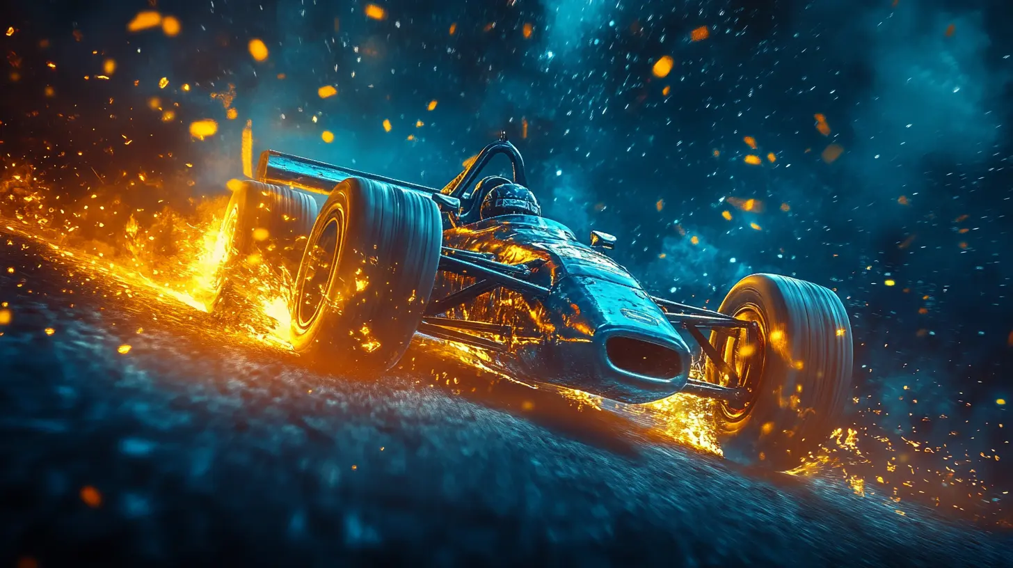 Auto de carreras a toda velocidad en la pista